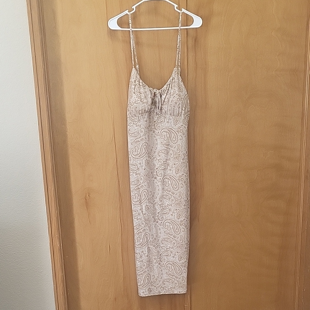 No Boundaries Paisley Midi Dress - Tan